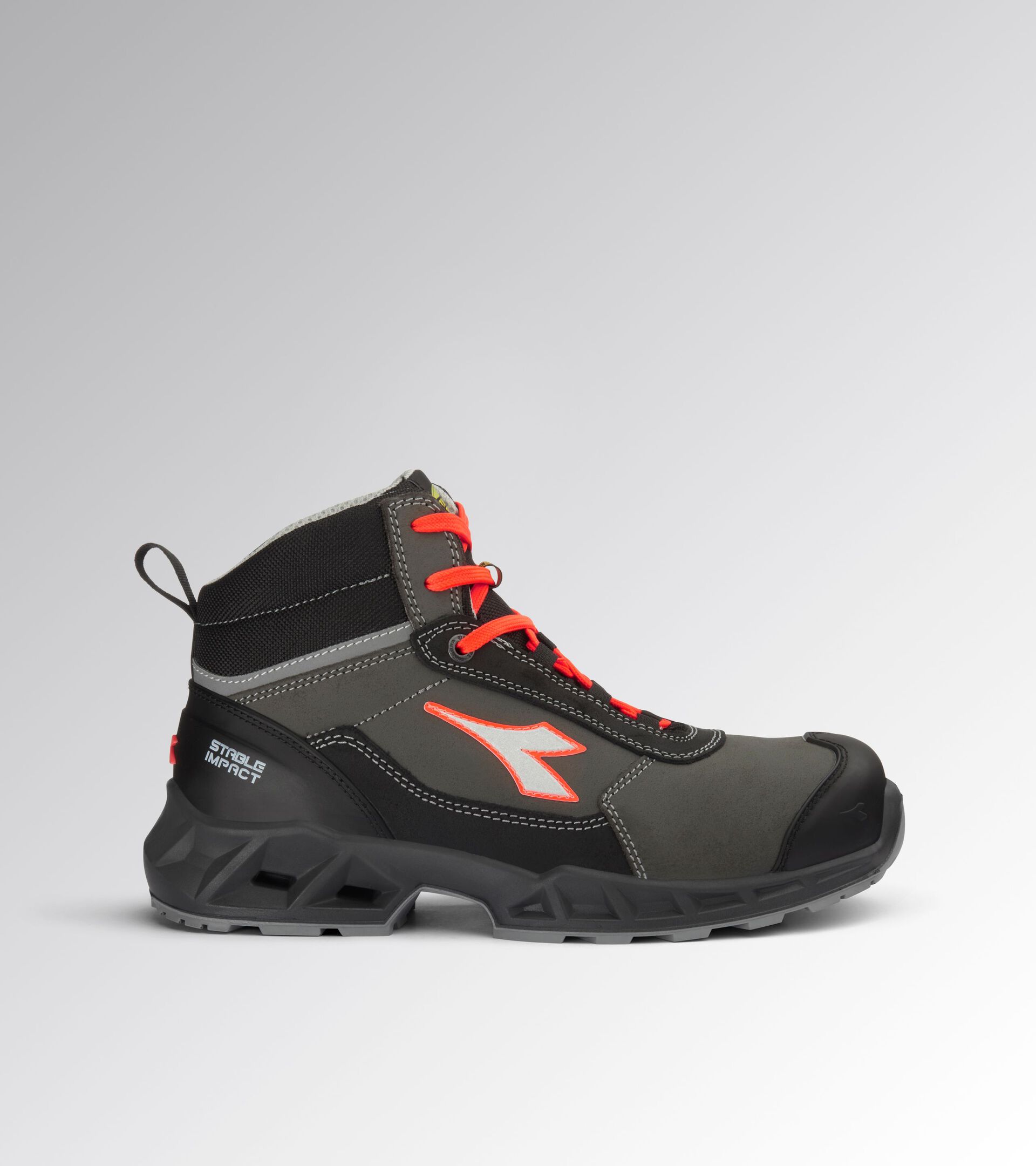 SHARK STABLE IMPACT LEATHER MID S3S NERO/ROSSO FLUO