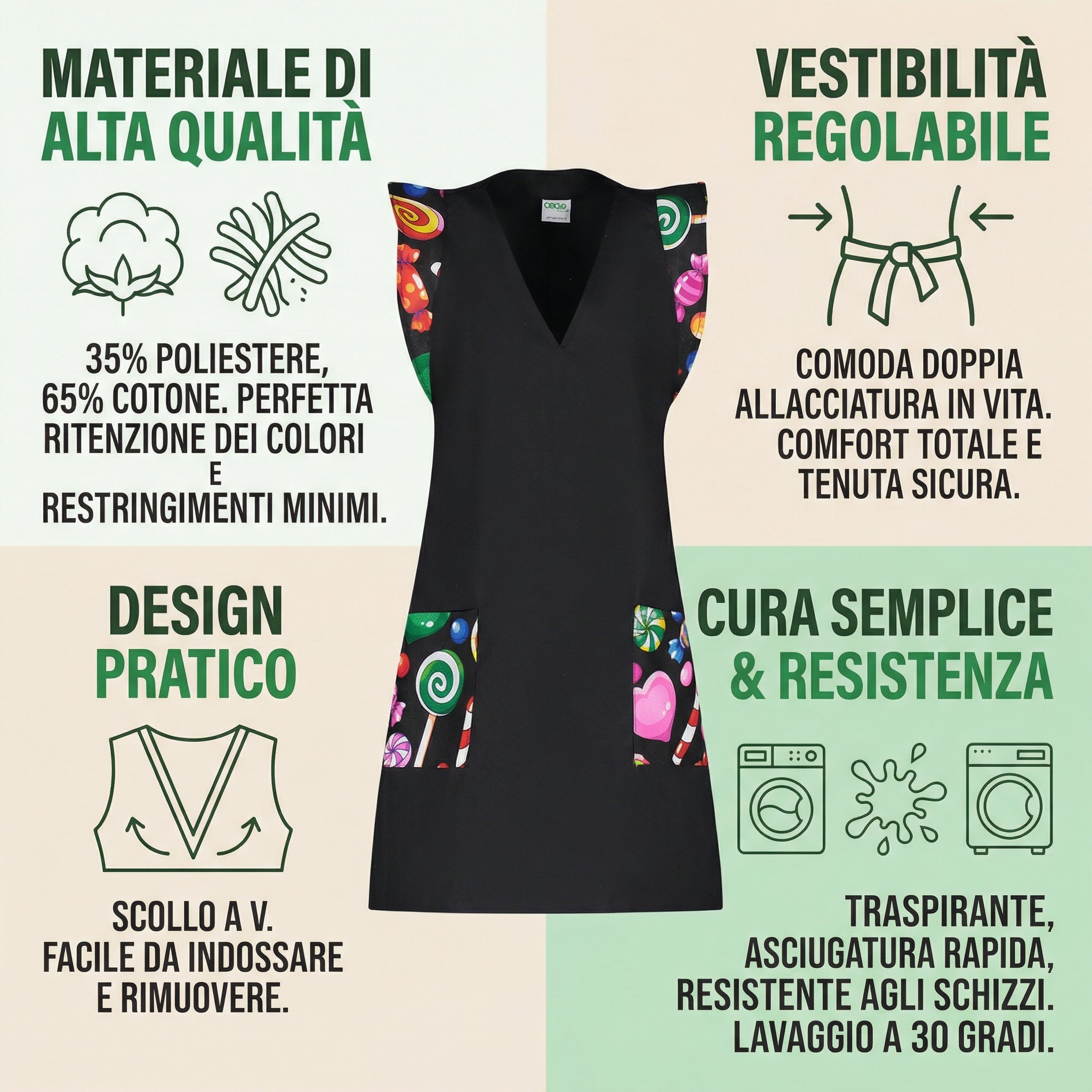 GREMBIULE SMANICATO FARFALLA FANTASIA