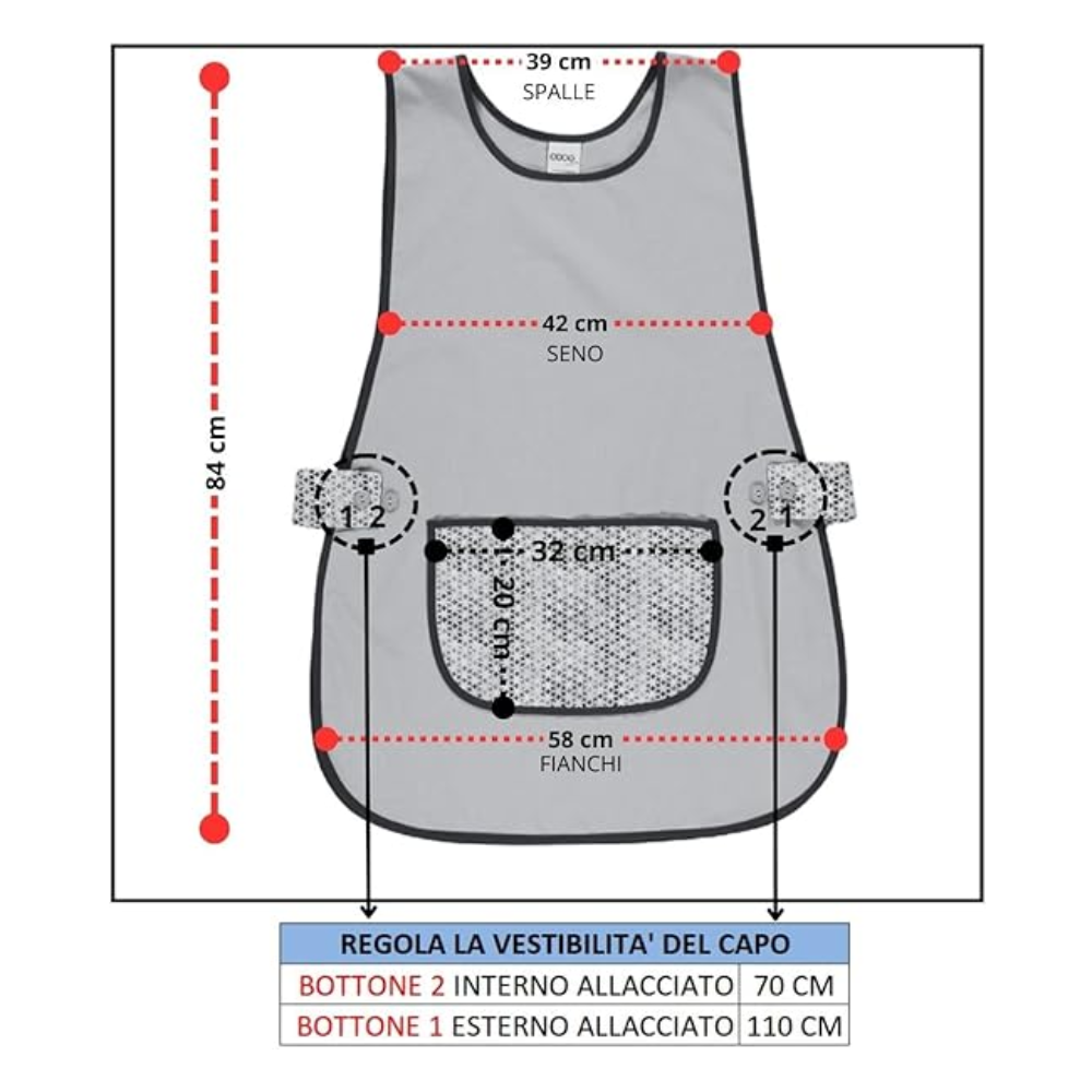 Tabella taglie GREMBIULE DALIA BLACK&WHITE