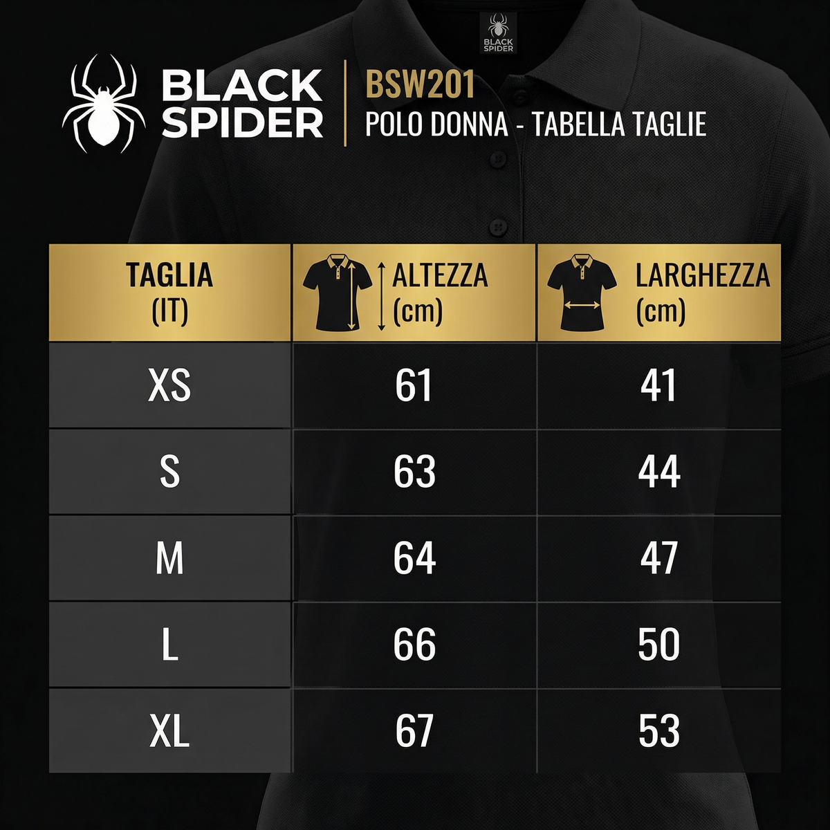 Tabella taglie POLO DONNA BSW201