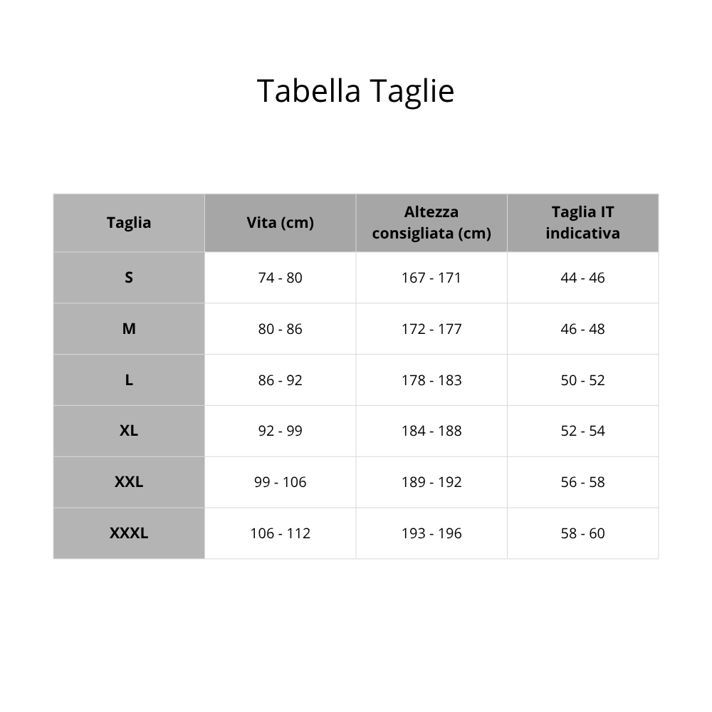 Tabella taglie PANTALONE DIADORA ROCK WINTER PERFORMANCE