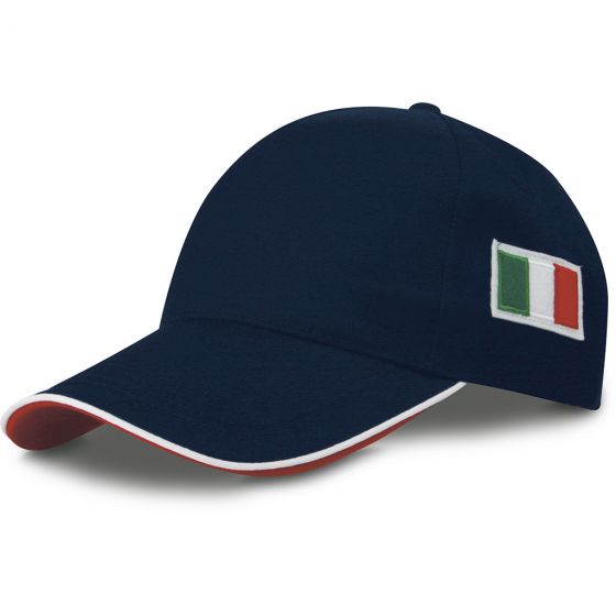 CAPPELLINO 5 PANNELLI CON BANDIERA ITALIANA CON SOTTOVISIERA A CONTRASTO